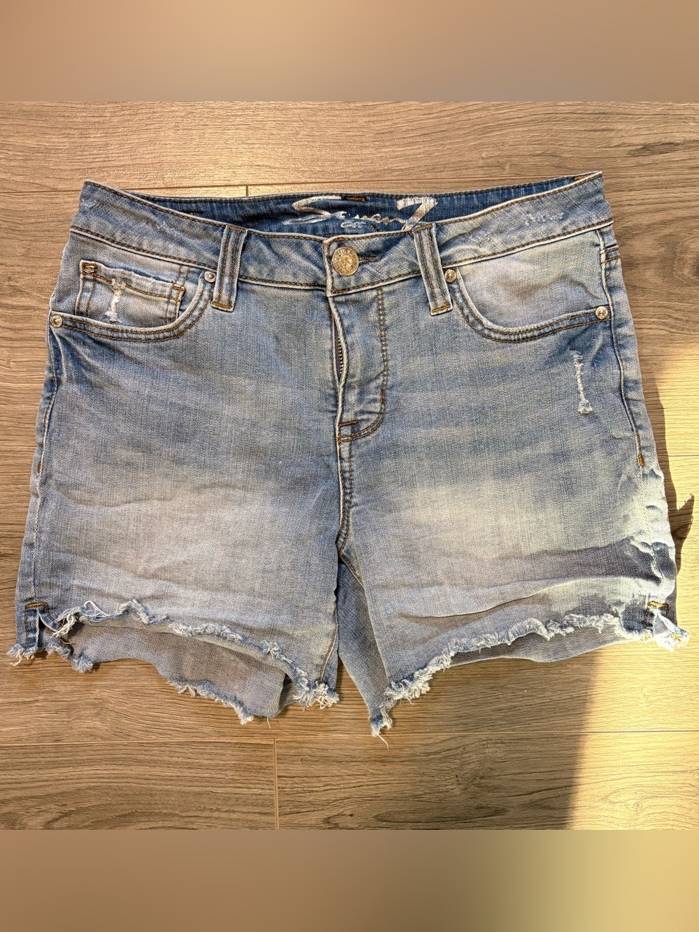Seven7 Light Blue Distressed Denim Cutoff Shorts